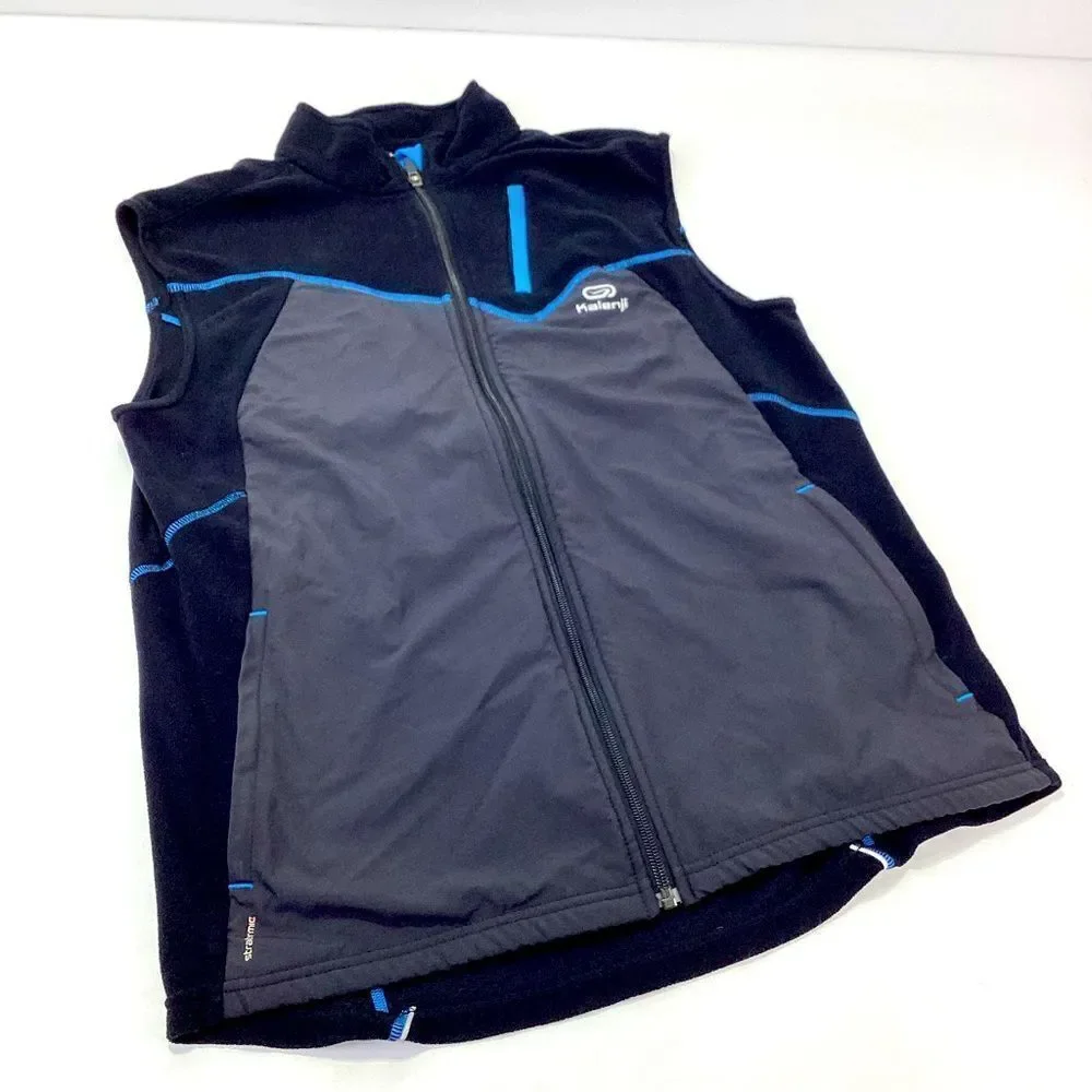 Oxylane Kalenji Vest Black Athletic Zip Front Lightweight Vest